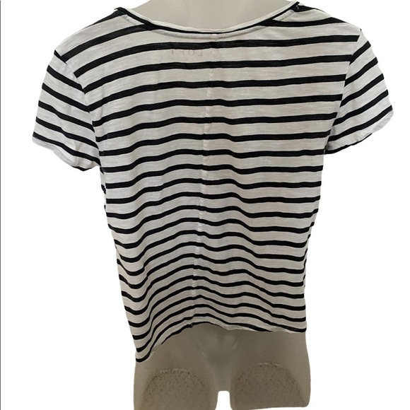 ann TAYLOR LOFT Navy Blue & White Stripe Short Sleeve Tee Shirt Women S … - Picture 3 of 4